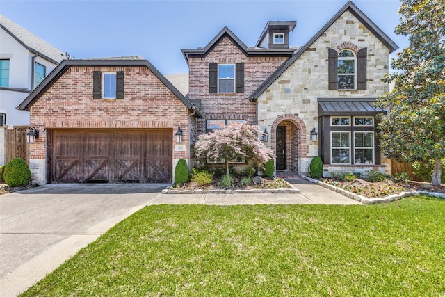 4008 N Cresthaven Rd, Dallas, TX 75209 - view of front of home with driveway, a front lawn, brick siding, and a garage