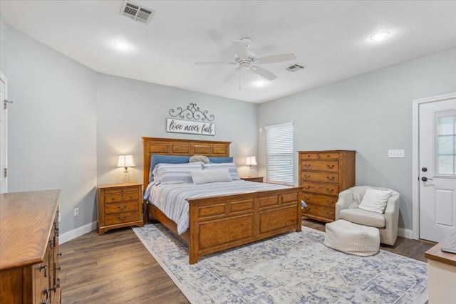 160 Brandy Hill Rd, Lorena, TX 76655 - bedroom featuring wood finished floors, baseboards, recessed lighting, and a ceiling fan