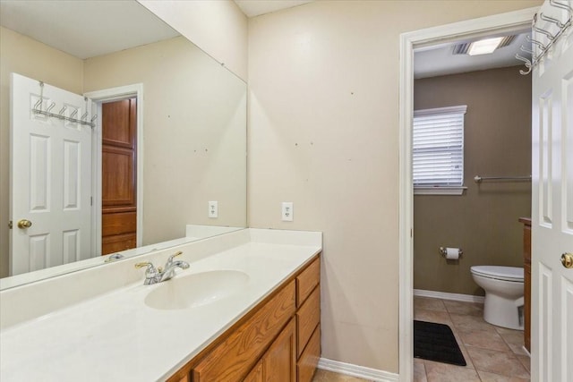 160 Brandy Hill Rd, Lorena, TX 76655 - bathroom with vanity, toilet, baseboards, and tile patterned flooring