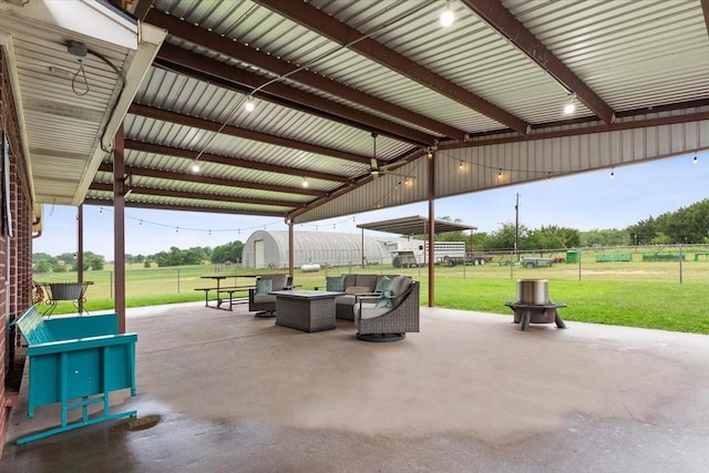 160 Brandy Hill Rd, Lorena, TX 76655 - view of patio / terrace with an outdoor living space with a fire pit