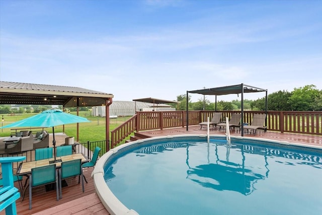 160 Brandy Hill Rd, Lorena, TX 76655 - view of pool with a deck, outdoor dining area, and a yard