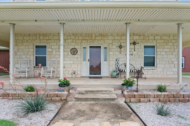 160 Brandy Hill Rd, Lorena, TX 76655 - property entrance featuring covered porch and stone siding