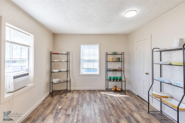 240 5th St, Hawley, TX 79525 - miscellaneous room with a textured ceiling, healthy amount of natural light, wood finished floors, and baseboards