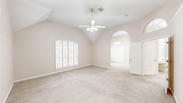 2700 Lake Crest Dr, Flower Mound, TX 75022 - carpeted spare room with ceiling fan, plenty of natural light, lofted ceiling, and baseboards