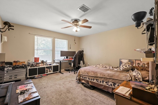 2200 Lookout Ln, Denton, TX 76207 - carpeted bedroom featuring a desk and a ceiling fan