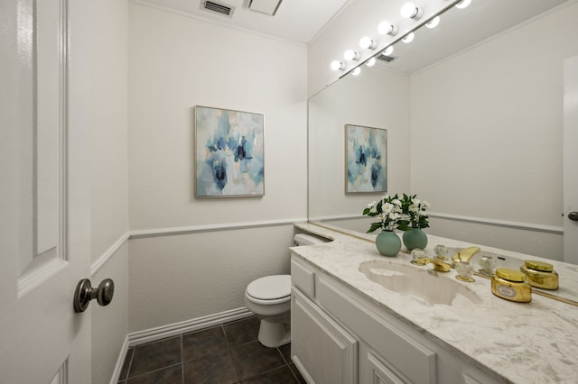 3428 Glade Creek Dr, Hurst, TX 76054 - bathroom with vanity, toilet, tile patterned floors, and baseboards