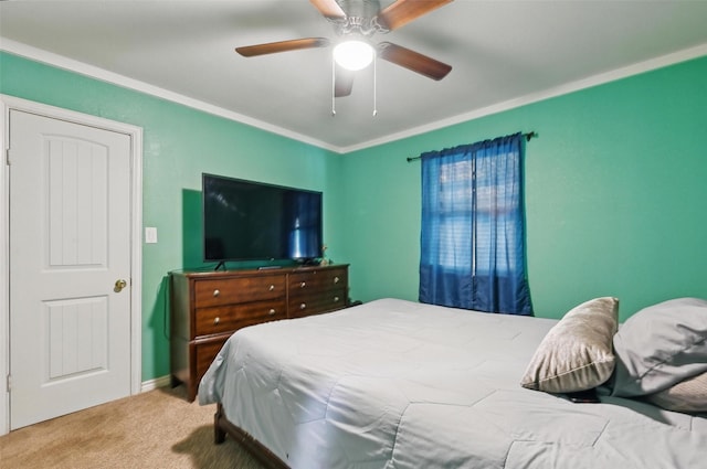 11514 Oakfield Dr, Balch Springs, TX 75180 - bedroom featuring carpet, ceiling fan, and crown molding