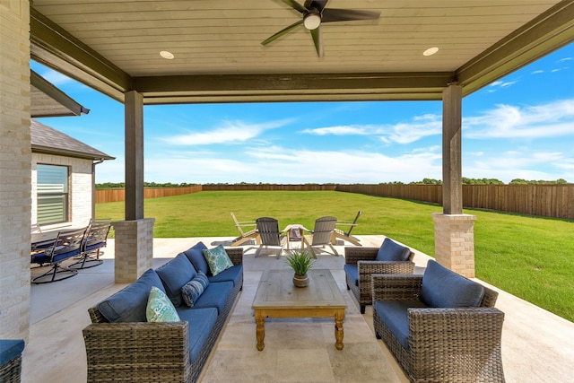 277 Schneider Rd, Sherman, TX 75090 - view of patio / terrace with an outdoor hangout area, ceiling fan, and outdoor dining area