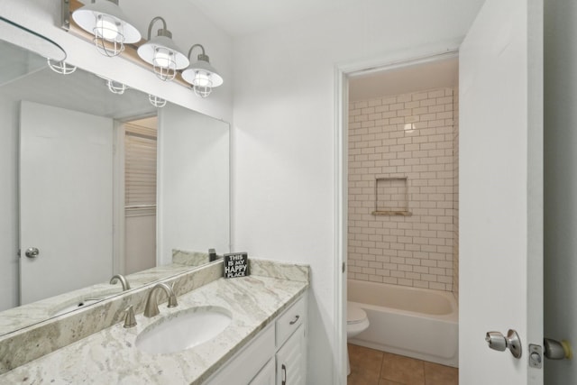 6319 Leasa Ct, Sachse, TX 75048 - full bath featuring vanity, tile patterned floors, toilet, and bathing tub / shower combination