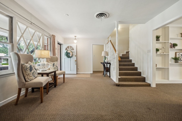 4309 Bilglade Rd, Fort Worth, TX 76109 - carpeted foyer entrance featuring stairway and baseboards