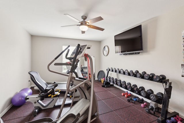 15198 Woodbluff Dr, Frisco, TX 75035 - exercise area with a ceiling fan
