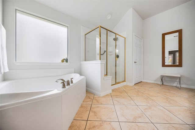 414 Long Cove Dr, Fairview, TX 75069 - full bath featuring a stall shower, a garden tub, and tile patterned floors