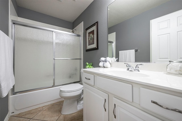 414 Long Cove Dr, Fairview, TX 75069 - full bathroom with vanity, toilet, shower / bath combination with glass door, and tile patterned floors