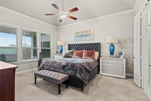 3456 Begonia Ln, Irving, TX 75038 - bedroom featuring carpet, ornamental molding, baseboards, and a ceiling fan