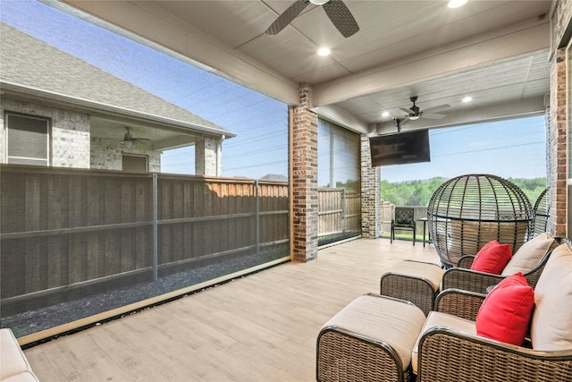 3456 Begonia Ln, Irving, TX 75038 - wooden terrace featuring ceiling fan