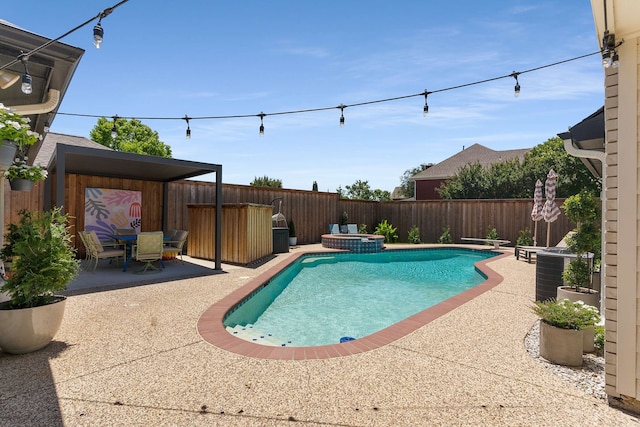 4005 Province Dr, Carrollton, TX 75007 - view of swimming pool with a fenced backyard, a patio, and central AC unit
