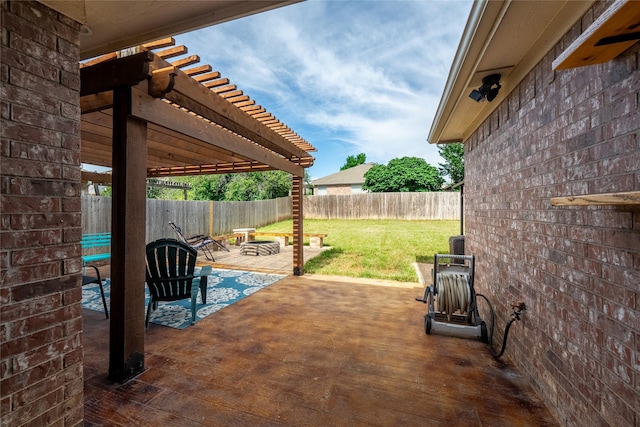 12200 Rolling Ridge Dr, Fort Worth, TX 76028 - view of patio / terrace with a pergola and a fire pit