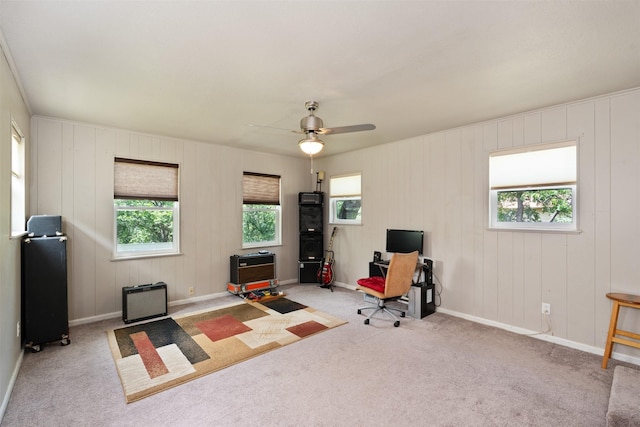 1701 Lawther Dr, River Oaks, TX 76114 - carpeted office space with baseboards and a ceiling fan