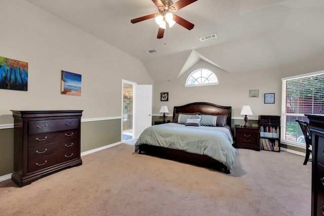 805 Warwick Ct, Kennedale, TX 76060 - bedroom with light carpet, multiple windows, baseboards, and vaulted ceiling