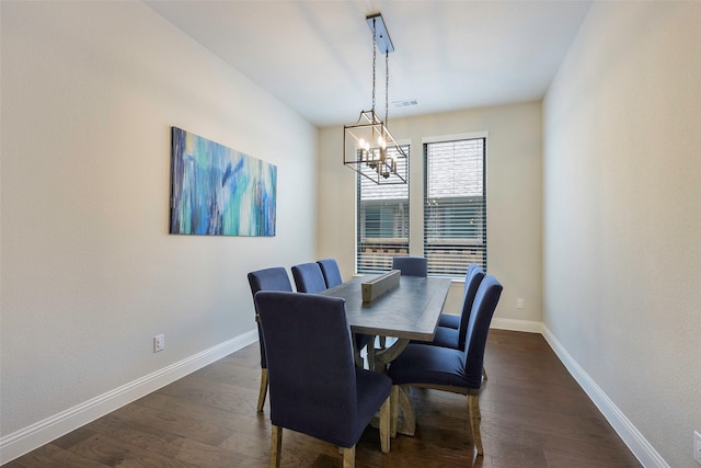3812 Ironbark Way, Mckinney, TX 75071 - dining space featuring a chandelier, baseboards, and dark wood-type flooring