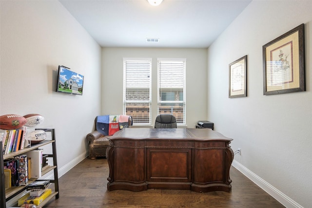 3812 Ironbark Way, Mckinney, TX 75071 - office space featuring baseboards and dark wood-style floors