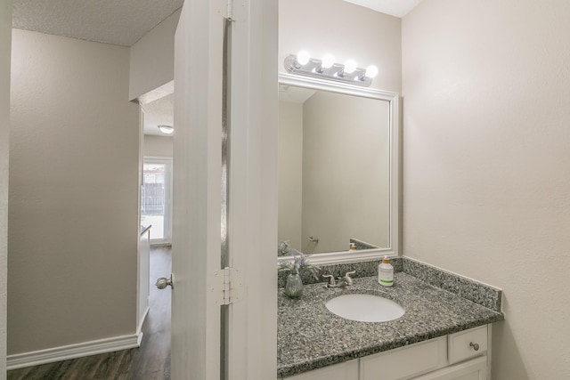 3733 River Birch Rd, Fort Worth, TX 76137 - bathroom with vanity and wood finished floors