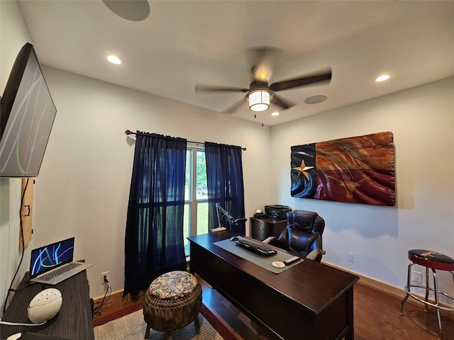 437 County Road 3190, Winnsboro, TX 75494 - office space featuring ceiling fan, baseboards, and recessed lighting