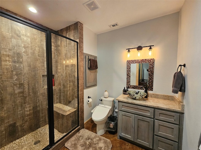437 County Road 3190, Winnsboro, TX 75494 - full bath featuring toilet, a stall shower, and vanity