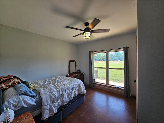 437 County Road 3190, Winnsboro, TX 75494 - bedroom featuring concrete flooring and ceiling fan