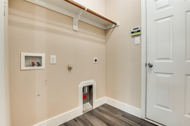 2828 Pino, Grand Prairie, TX 75054 - laundry room featuring dark wood-style flooring, gas dryer hookup, washer hookup, and electric dryer hookup