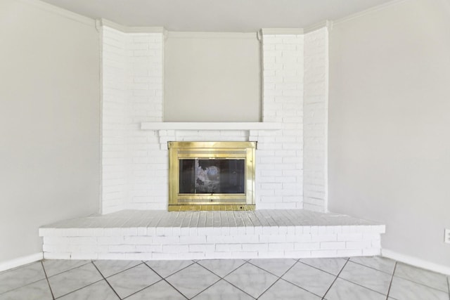 5001 N Colony Blvd, The Colony, TX 75056 - detailed view of a brick fireplace, baseboards, and crown molding