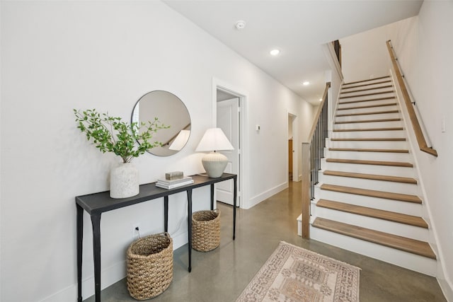 1028 Cavour Pl, Dallas, TX 75204 - stairs featuring concrete floors and recessed lighting