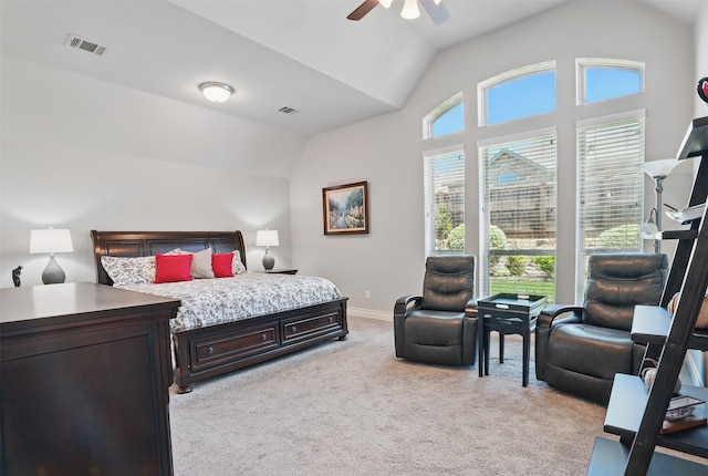 3904 Purple Sage Dr, Aubrey, TX 76227 - bedroom featuring lofted ceiling, light carpet, baseboards, and ceiling fan