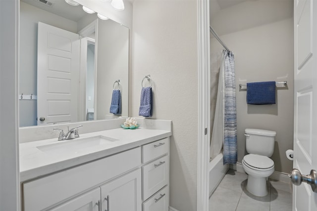 3904 Purple Sage Dr, Aubrey, TX 76227 - bathroom with toilet, vanity, tile patterned floors, and shower / bath combo