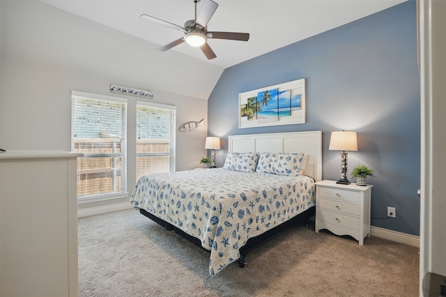 3904 Purple Sage Dr, Aubrey, TX 76227 - bedroom with carpet floors, lofted ceiling, baseboards, and a ceiling fan