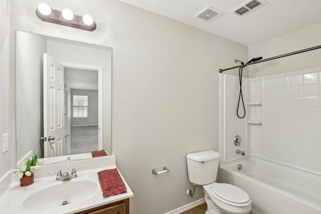 9897 Dartmouth Dr, Frisco, TX 75035 - bathroom with vanity, baseboards, toilet, and  shower combination
