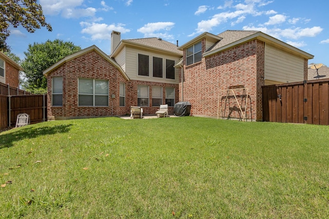 1304 Waterdown Dr, Allen, TX 75013 - rear view of property with a chimney, brick siding, and a gate