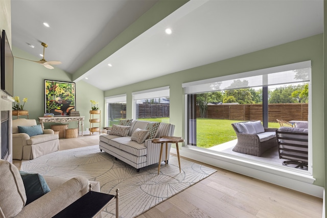 4016 Goodfellow Dr, Dallas, TX 75229 - living room featuring wood finished floors, recessed lighting, and a ceiling fan