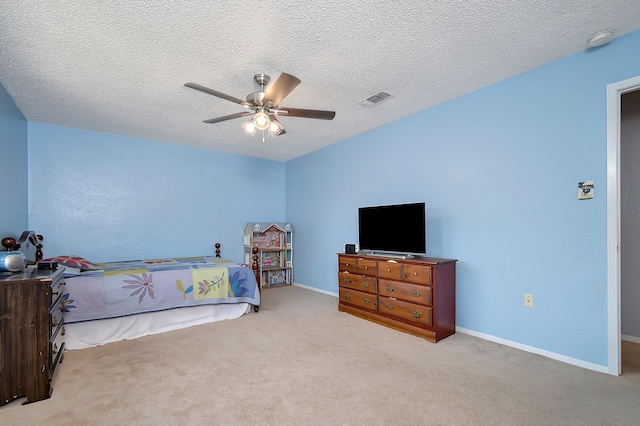 3929 Wrenwood Dr, Fort Worth, TX 76137 - bedroom featuring carpet flooring, ceiling fan, baseboards, and a textured ceiling