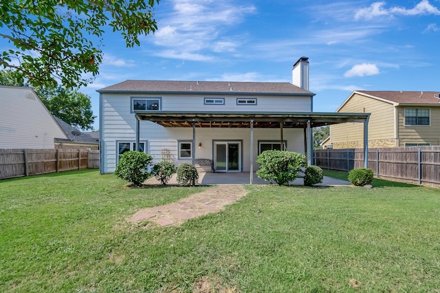 3929 Wrenwood Dr, Fort Worth, TX 76137 - rear view of property featuring a patio and a chimney