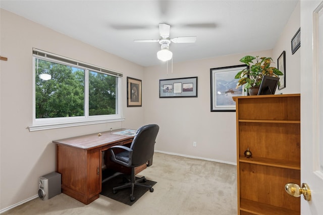 422 Arbor Creek Dr, Euless, TX 76039 - carpeted home office featuring a ceiling fan and baseboards