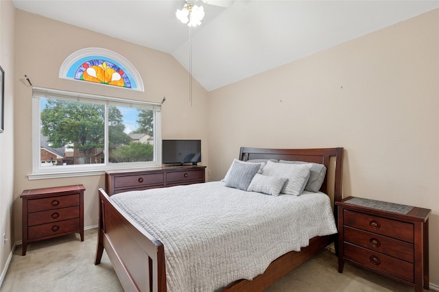 422 Arbor Creek Dr, Euless, TX 76039 - bedroom featuring light colored carpet, vaulted ceiling, and baseboards
