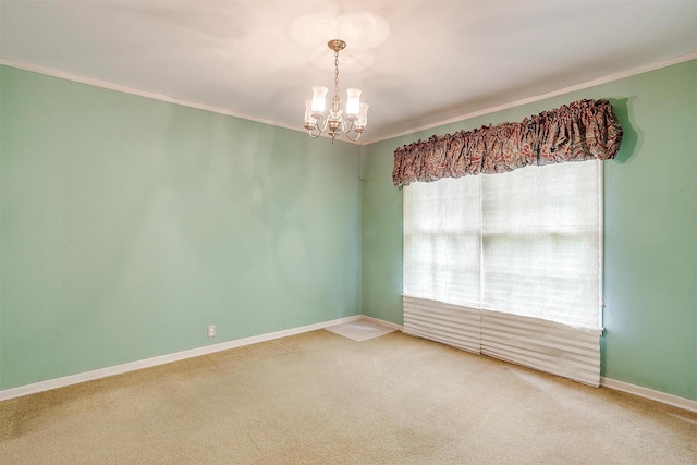 4524 Morris Ct, Fort Worth, TX 76103 - carpeted empty room featuring a chandelier, ornamental molding, and baseboards