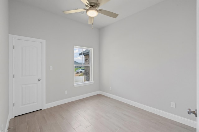 1348 Oleander Dr, Tolar, TX 76476 - unfurnished room featuring light wood-type flooring, baseboards, and a ceiling fan