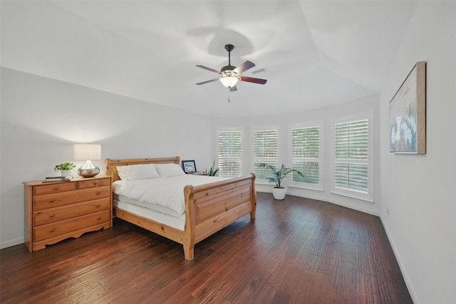 1325 Capstan Dr, Allen, TX 75013 - bedroom with dark wood finished floors, baseboards, and ceiling fan