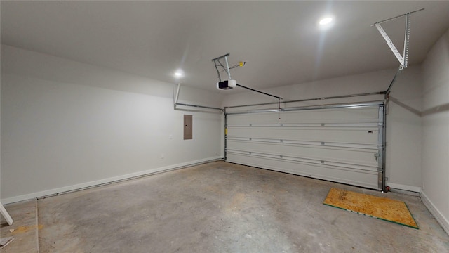 6860 Zuefeldt Dr, Arlington, TX 76002 - garage featuring a garage door opener, baseboards, and electric panel