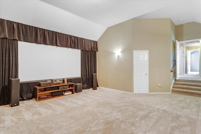 11538 Corsicana Dr, Frisco, TX 75035 - home theater with vaulted ceiling, carpet, and baseboards
