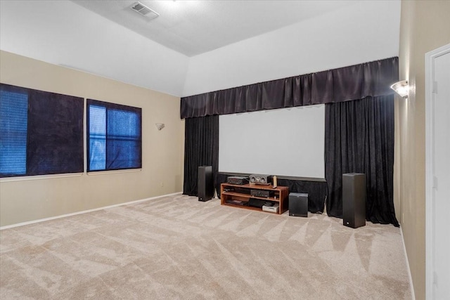 11538 Corsicana Dr, Frisco, TX 75035 - carpeted home theater with vaulted ceiling and baseboards