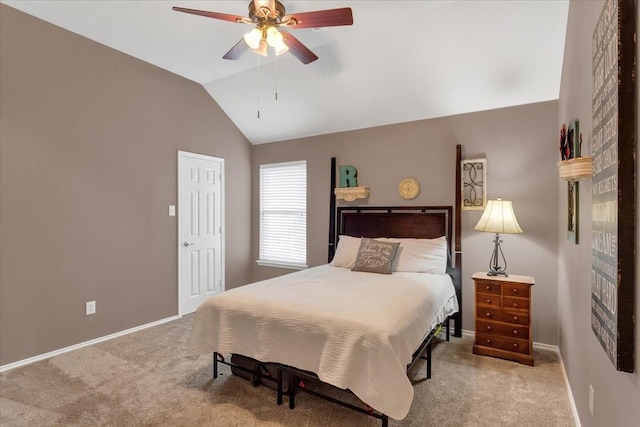 11538 Corsicana Dr, Frisco, TX 75035 - bedroom featuring carpet, vaulted ceiling, baseboards, and ceiling fan