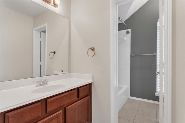11538 Corsicana Dr, Frisco, TX 75035 - bathroom with vanity, tile patterned floors, and bathing tub / shower combination
